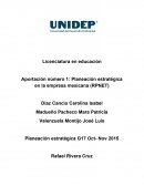 Licenciatura en educación Aportación número 1: Planeación estratégica en la empresa mexicana (RPNET)