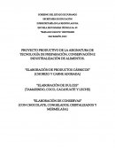 PROYECTO PRODUCTIVO DE LA ASIGNATURA DE TECNOLOGÍA DE PREPARACIÓN, CONSERVACIÓN E INDUSTRALIZACIÓN DE ALIMENTOS.