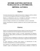 INFORME AUDITORIA GESTION DE TECNOLOGIA DE LA INFORMACION.