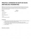 PRACTICA 1 DENSIDAD EN ACEITE DE OLIVA (METODO DEL PICNOMETRO)
