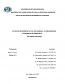 SITUACION ECONOMICA ACTUAL DE VENEZUELA. ULTIMAS MEDIDAS ECONOMICAS EN VENEZUELA