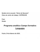 Programa analítico Campo formativo