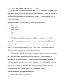ANÁLISIS DE DISCREPANCIAS DE ROGER KAUFMAN - Síntesis - Cristina Heredia