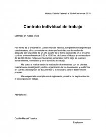 Un nuevo Formato contrato individual del trabajo - Tutoriales - yesycamy