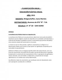 PLANIFICACIÓN ANUAL – EDUCACIÓN PLÁSTICA VISUAL - Apuntes - Ivana  Wolgeschaffen