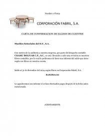 Carta de confirmacion de auditoría de saldos y respuestas - Apuntes - Mario  Campos