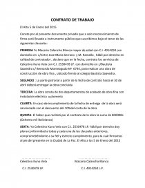 Contrato de trabajo.Сonste por el presente documento privado - Ensayos -  gonzalokuno