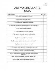 Activo circulante: Caja-Cuestionario. Página 1