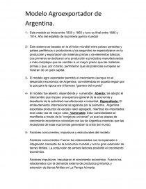 Resumen de modelo AgroExportador de la Argentina - Resúmenes - Nico Giudiche