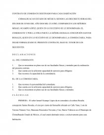 CONTRATO DE COMODATO DESTINADO PARA CASA HABITACIÓN - Prácticas o problemas  - iudexius