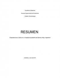 “Experiencia de 2 años en un hospital de pediatría de Buenos Aires, Argentina”. Página 1