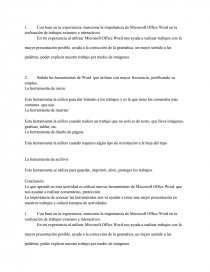 Con base en tu experiencia, menciona la importancia de Microsoft Office  Word - Documentos de Investigación - francisco navarro torres