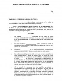 Modelo de escrito para incidente de nulidad de actuaciones - Apuntes - Lic  Arturo Treviño