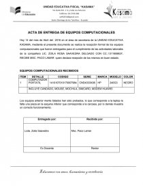 ACTA DE ENTREGA DE EQUIPOS COMPUTACIONALES - Informes - Kleber Jacome