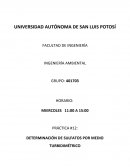 DETERMINACIÓN DE SULFATOS POR MEDIO TURBIDIMÉTRICO