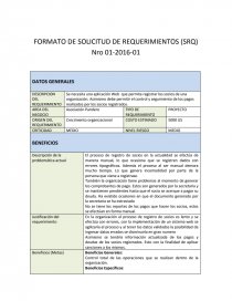 FORMATO DE SOLICITUD DE REQUERIMIENTOS (SRQ) Nro 01-2016-01 - Tutoriales -  Javier Huaman