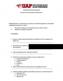 Encuesta De Un Restaurante Tematico Documentos De Investigacion Karina Jordan