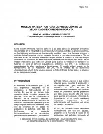 MODELO MATEMATICO PARA LA PREDICCIÓN DE LA VELOCIDAD DE CORROSIÓN POR CO2 -  Reseñas - trasto681