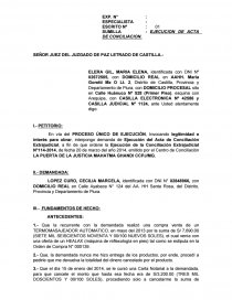 MODELO DE DEMANDA DE EJECUCIÓN DE ACTA DE CONCILIACIÓN - Prácticas o  problemas - Marco Antonio Armas Salinas