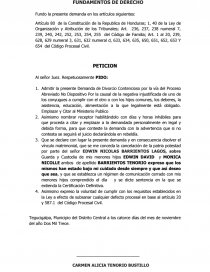 FORMATO DEMANDA DIVORCIO HONDURAS. - Tareas - navarrojuan