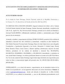 ACTO CONTITUTIVO DE EMPLAZAMIENTO Y DEMANDA RECONVENCIONAL EN REPARACIÓN DE  DAÑOS Y PERJUICIOS - Prácticas o problemas - Aceballo