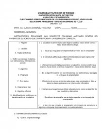 CUESTIONARIO SOBRE SIMBOLOGÍA DE LOS DIAGRAMAS DE FLUJO, LÓGICA PARA  SOLUCIONAR PROBLEMAS Y SUO DE DIAGRAMAS DE FLUJO - Exámen - Iveth Martínez