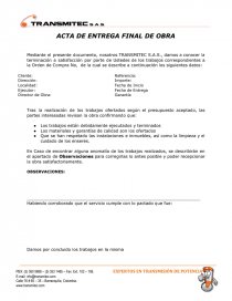 UNA NUEVA ACTA DE ENTREGA FINAL DE OBRA - Resúmenes - jary1520
