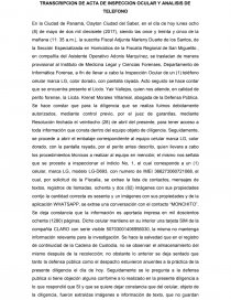 TRANSCRIPCION DE ACTA DE INSPECCION OCULAR Y ANALISIS DE TELEFONO -  Biografías - ELIAS GONZALEZ