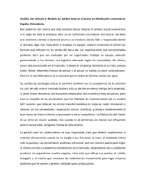 Análisis del artículo 5: Modelo de calidad total en el sector de  distribución comercial en España, Mercadona - Tareas - Alenolasco