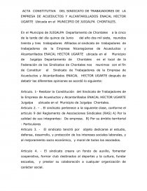 UN ACTA CONSTITUTIVA DEL SINDICATO DE TRABAJADORES DE LA EMPRESA DE  ACUEDUCTOS Y ALCANTARILLADOS ENACAL HECTOR UGARTE Ubicada en el MUNICIPIO  DE JUIGALPA CHONTALES. - Tutoriales - saraith castañeda