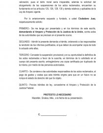 Modelo de amparo indirecto por falta de emplazamiento en jurisdiccion  voluntaria - Prácticas o problemas - 00336699