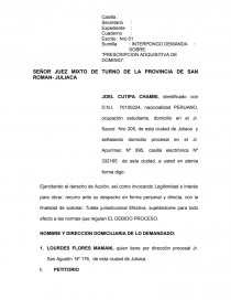 DEMANDA PRESCRIPCION ADQUISITIVA DE DOMINIO - Informes - Yam QB