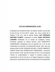 ACTA DE COMPARECENCIA Nº 002 - Informes - Paula Andrea Vargas salgado