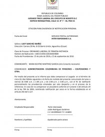 Modelo notificacion Art 291 CGP CITACION PARA DILIGENCIA DE NOTIFICACION  PERSONAL - Trabajos - julianrgz