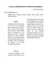 La Poca Credibilidad de la Medicina Homeopática. Página 1