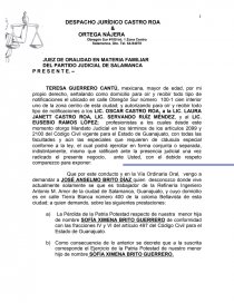 DEMANDA PERDIDA DE LA PATRIA POTESTAD ORAL TERE GUERRERO - Prácticas o  problemas - 19791989