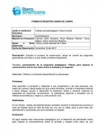 FORMATO REGISTRO DIARIO DE CAMPO - Documentos de Investigación - yencylizhu