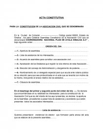 ACTA CONSTITUTIVA PARA LA CONSTITUCION DE LA ASOCIACION CIVIL QUE SE  DENOMINARA - Informes - JOE_ACOSTA