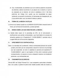 MODELO DE MEDIDA CAUTELAR PARA EXONERACION DE ALIMENTOS - Trabajos -  Cristian Fernando Carrasco Vasquez