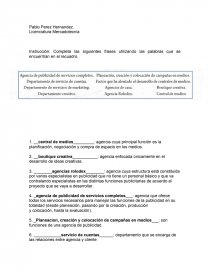 Instrucción: Completa las siguientes frases utilizando las palabras que se  encuentran en el recuadro. - Tareas - carlos1478963