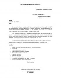 Solicitud Instalación e independización de agua potable - Documentos de  Investigación - Claudia140207