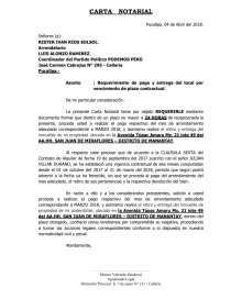 Requerimiento de pago y entrega del local por vencimiento de plazo  contractual. - Monografías - Lúcio Rengifo