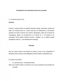 Contestación de la demanda de juicio de usucapión - Tareas - estebanhf