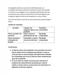 Metodo cientifico sobre la tala de arboles o deforestacion - Documentos de  Investigación - Faby444