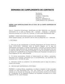 Demanda incumplimiento de contrato - Documentos de Investigación - Jhoe  Alexander Canahuire Ochochoque