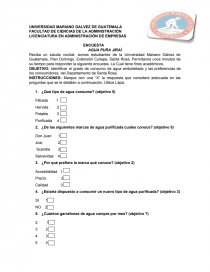 INVESTIGACIÓN DE MERCADO. ENCUESTA AGUA PURA JIRAÍ - Trabajos - MiriamChicas