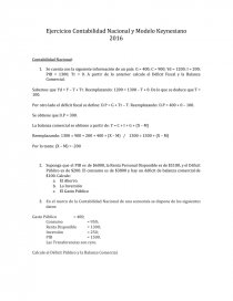 Ejercicios Contabilidad Nacional y Modelo Keynesiano - Apuntes - Carlos  Pincheira Naranjo