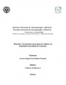 Resumen: “la transición de la salud en Tlatilco y el surgimiento del estado en Cuicuilco”