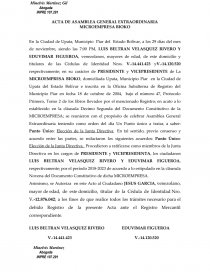 Modelo de acta de asamblea extraordinaria - Tareas - José Leonardo Espinoza