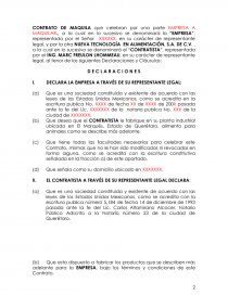 FORMATO DE CONTRATO DE MAQUILA PROPUESTO POR NUTEC - Documentos de  Investigación - arturogonzalo